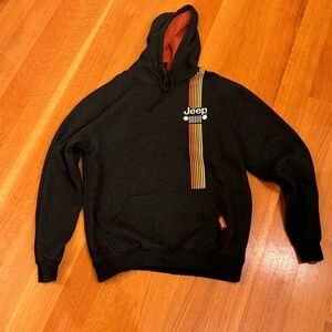 Jedco Brand Jeep Black Hoodie with Orange Stripe Size Large Cozy Casual Outdoors